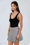 Sweet Swirl Pleated Plaid Mini Skirt - Black White