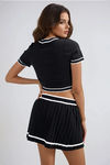 Turn Heads Sweater Crop Top - Black/White