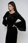 Willow Velvet Bell Sleeve Maxi Dress - Black