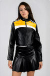 Night Rider Cropped Moto Jacket - Black/Yellow