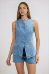 Dream in Denim Vest Top and Short Set - Blue
