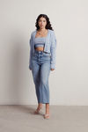 Hina Sweater Crop Top and Cardigan Set - Blue
