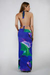 Blushing Bloom Cowl Backless Maxi Dress - Blue Multi