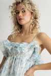 Leaves And Branches Blue Multi Ruffled Babydoll Dress