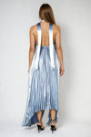 All the Spark Halter Pleated Maxi Dress - Blue Silver