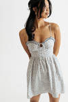Take A Chance Blue Floral Bustier Skater Dress