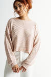 Runaway Blush Textured Long Sleeve Sweater