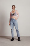 See It All Blush Contrast Overlock Crop Top
