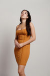 Fifi Brown Reversed Stitch Ribbed Bodycon Cami Dress