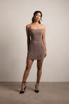 Mckenzie Brown Glitter Bodycon Mini Dress