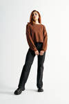 Runaway Brown Textured Long Sleeve Sweater