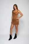 Rustic Muse Lace Up Suede Mini Dress - Brown
