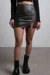 Through My Veins Brown Faux Leather Bodycon Mini Skirt