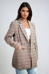 Vintage Edge Houndstooth Blazer - Brown