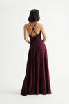 Bring Me Closer Burgundy Halter Slit Maxi Dress