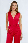 Can't Stop Staring Surplice Belted Jumpsuit - Burgundy