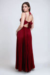 Celestial Dream Keyhole Pleated Maxi Dress - Burgundy
