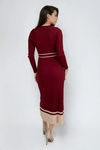 Classic Allure Ribbed Sweater Midi Dress - Burgundy