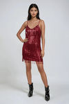 Make the Move Fringe Sequin Mini Dress - Burgundy