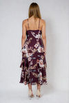Better in Bloom Floral Tiered Midi Dress - Burgundy White