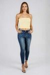 Act Cute Strapless Stripe Crop Top - Butter Yellow