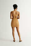 End Up Here Camel Ribbed Sweater Bodycon Mini Dress