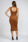 Wink Back Open Back Knit Midi Dress - Cappucino