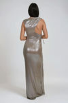 Lustrous Charm Cowl Slit Maxi Dress - Champagne
