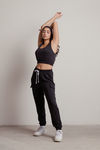Another Listen Crop Top and Sweatpants Lounge Set - Charcoal