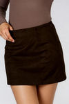 Soft Breeze High Waist Suede Mini Skirt - Chocolate
