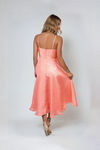 Moment In Love Satin Ruched Bust Midi Dress - Coral