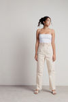 Adore You Cream Belted Paperbag Waist Pants