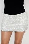 Flirt Glow Sequin Embellishment Mini Skirt - Cream