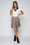 Pretty Pleats Checkered Mini Skirt - Cream Multi