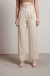 Nostalgia Blues Cream Pleated Wide Leg Trouser Pants