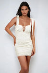 Shine On Lace Up Sequin Mini Dress - Cream