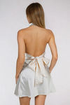 Sweet Distraction Cowl Halter Backless Mini Dress - Cream