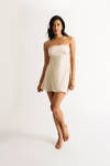 Time To Deliver Cream Satin Skater Mini Dress