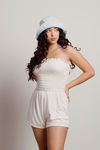 Troublemaker Cream Terry Strapless Smocked Romper