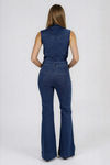 Instant Stunner Belted Denim Jumpsuit - Dark Denim