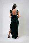 Fearless Heart Velvet Ruffle Maxi Dress - Dark Green