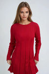Scarlet Edge Ribbed Sweater Mini Dress - Dark Red
