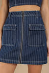 Twin The Label Direct Dark Wash Stripe Denim Skirt