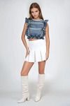 Rustic Charm Ruffle Crop Top - Denim Blue