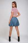 Street Smart Bubble Hem Mini Skirt - Denim Blue