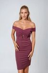 Twisted Love Off Shoulder Bodycon Midi Dress - Dry Rose