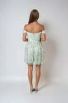 Lace Whisper Floral Off Shoulder Mini Dress - Dusty Sage