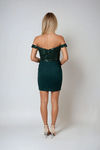 Endless Love Sequin Off Shoulder Mini Dress - Emerald