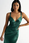 Last A Lifetime Emerald Satin Bustier Maxi Dress