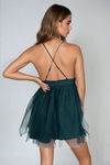 Silken Fire Plunging Tulle Mini Dress - Emerald
